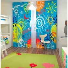 Фотошторы для детской комнаты с эффектом объемного рисунка 3D Акварель 155*270см